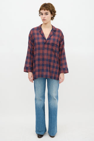 Smythe Blue & Red Checkered Over The Head Shirt