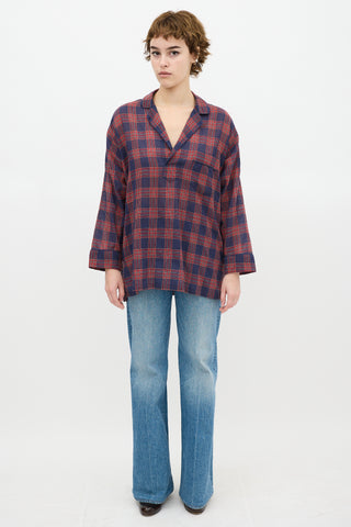 Smythe Blue & Red Checkered Over The Head Shirt