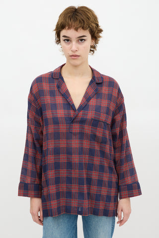 Smythe Blue & Red Checkered Over The Head Shirt