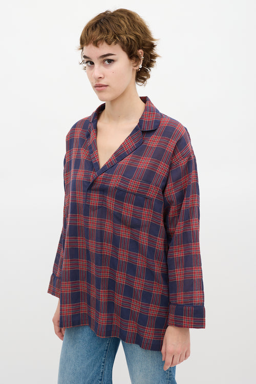 Smythe Blue & Red Checkered Over The Head Shirt