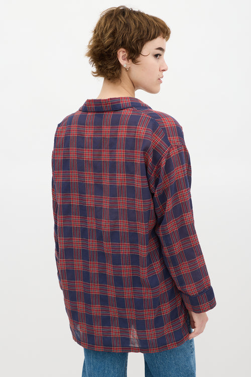 Smythe Blue & Red Checkered Over The Head Shirt