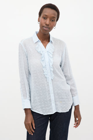 Blue Ruffled Polka Dot Shirt