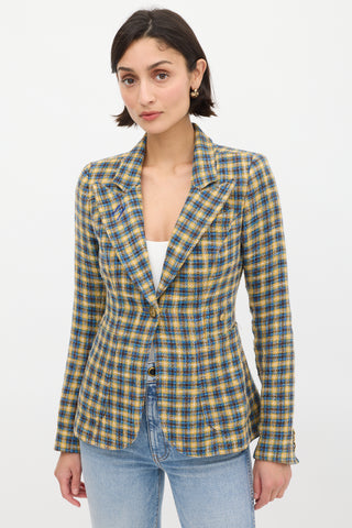 Smythe Blue & Yellow Plaid Duchess Blazer