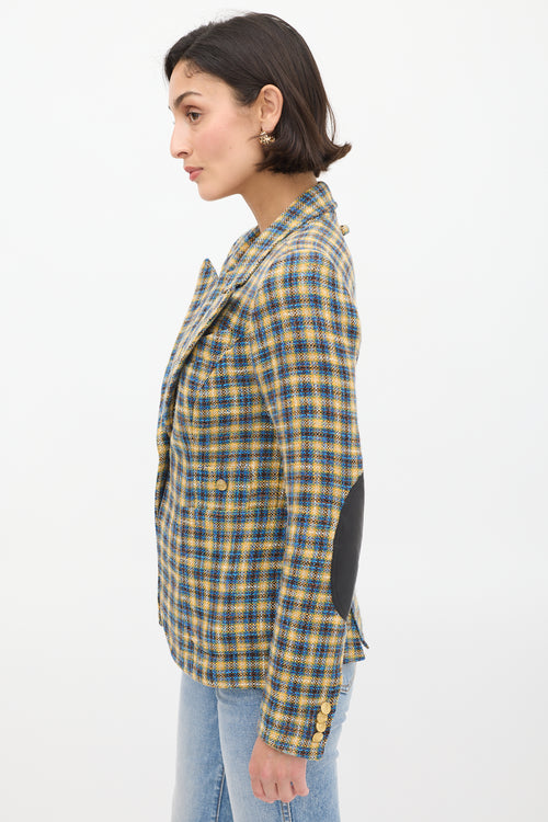 Smythe Blue & Yellow Plaid Duchess Blazer