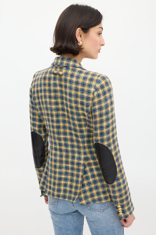 Smythe Blue & Yellow Plaid Duchess Blazer