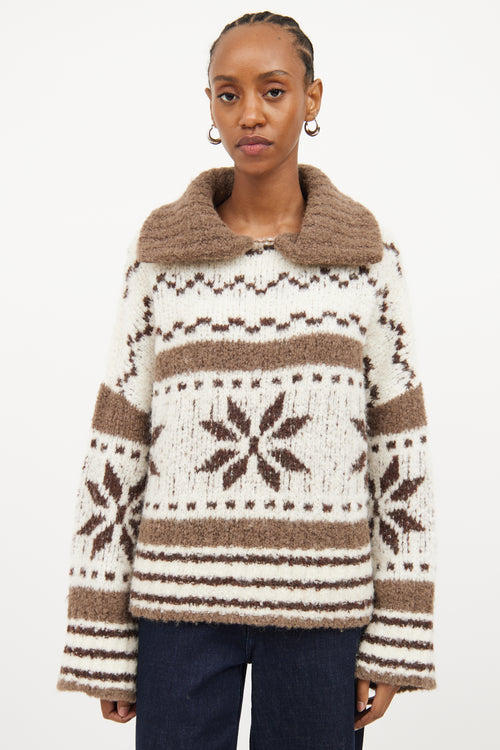 Smythe White & Brown Knit Sweater