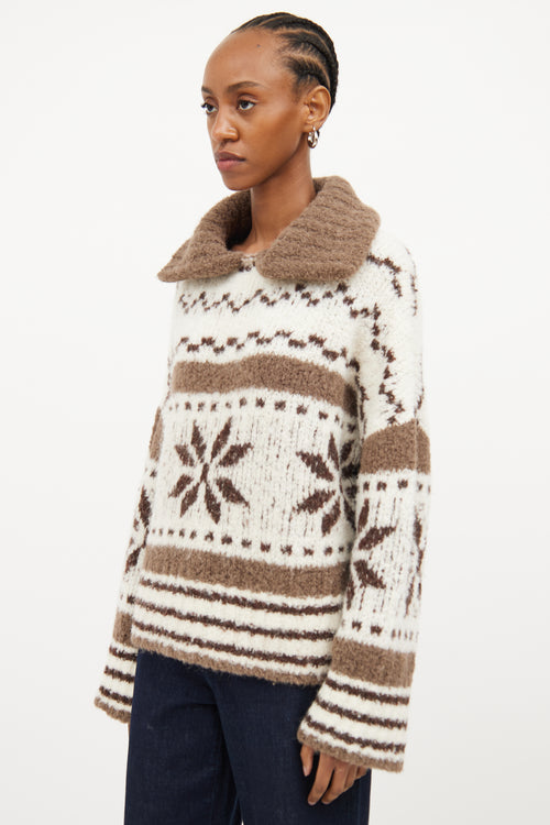 Smythe White & Brown Knit Sweater