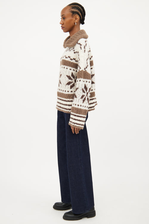 Smythe White & Brown Knit Sweater