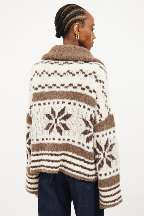 Smythe White & Brown Knit Sweater