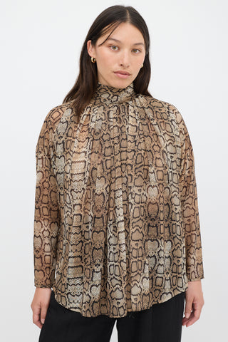 Smythe Brown & Black Printed Semi Sheer Top