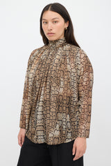 Smythe Brown & Black Printed Semi Sheer Top