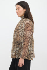 Smythe Brown & Black Printed Semi Sheer Top