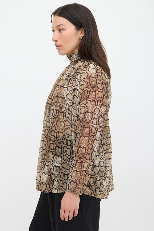 Smythe Brown & Black Printed Semi Sheer Top