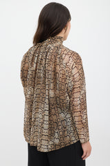 Smythe Brown & Black Printed Semi Sheer Top