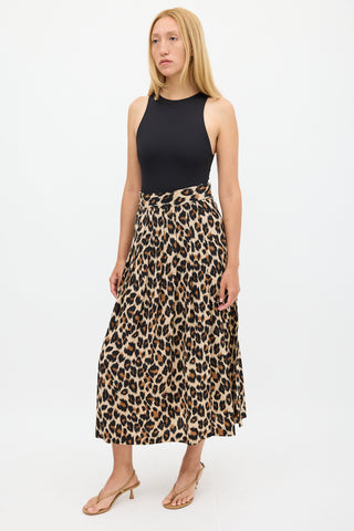 Smythe Brown & Black Silk Printed Midi Skirt