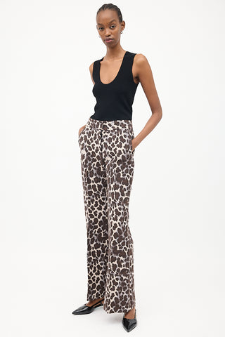 Smythe Brown & Multi Jacquard Wide Leg Trouser