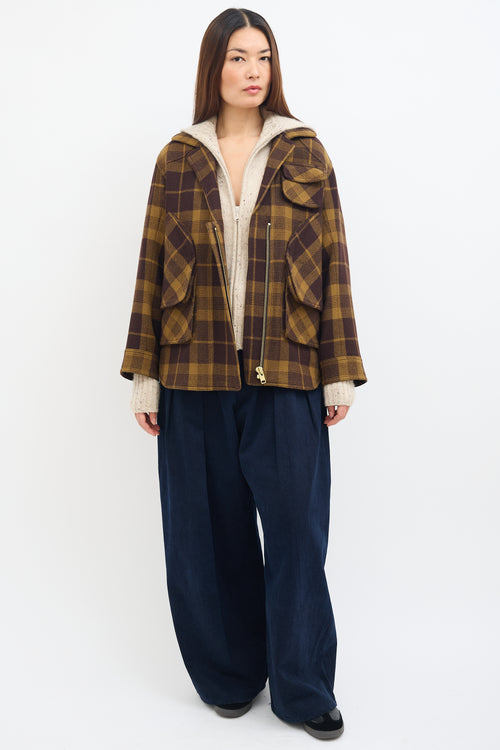 Smythe Brown Wool Plaid Barn Jacket