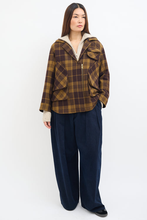 Smythe Brown Wool Plaid Barn Jacket