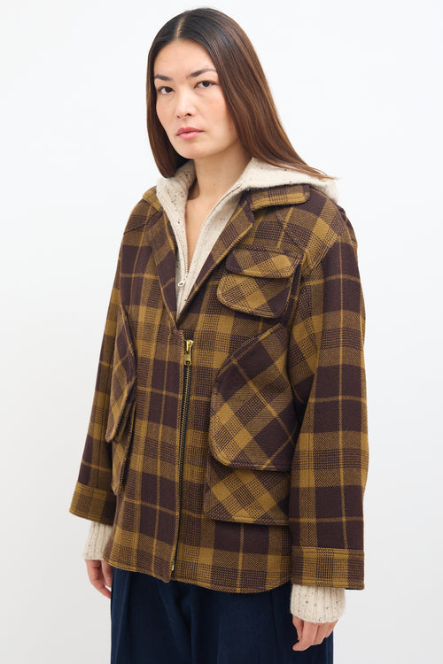 Smythe Brown Wool Plaid Barn Jacket