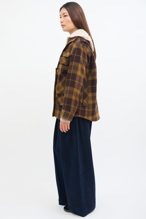 Smythe Brown Wool Plaid Barn Jacket