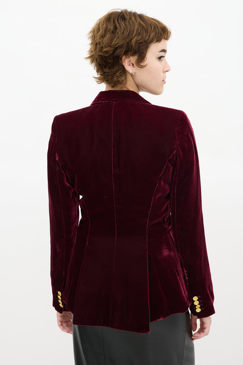 Smythe Burgundy Velvet Single Button Blazer