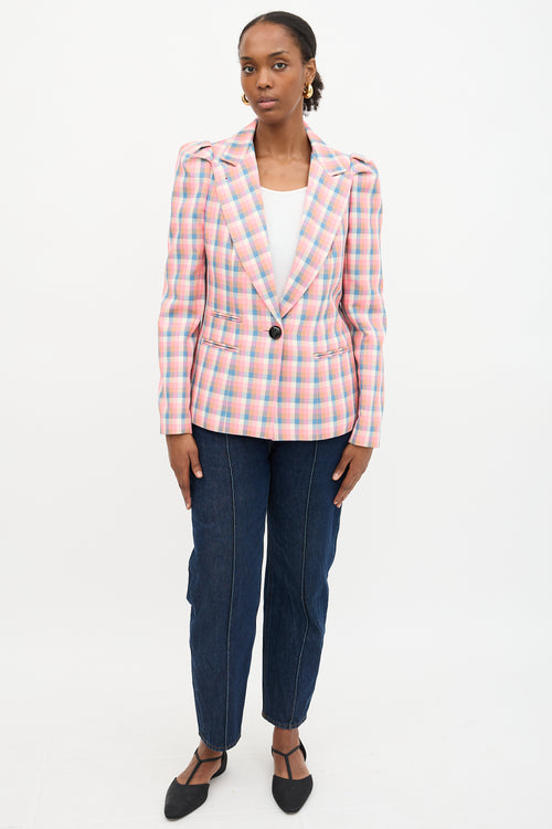 Smythe Check Box Pleat Blazer