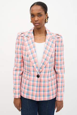 Smythe Check Box Pleat Blazer