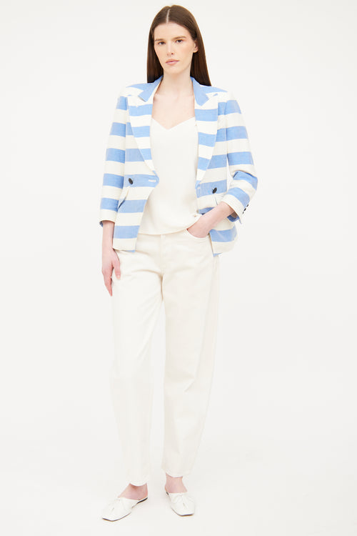 Smythe Cream & Blue Striped Blazer