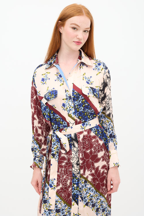 Smythe Pink & Multi Scarf Print Shirt Dress