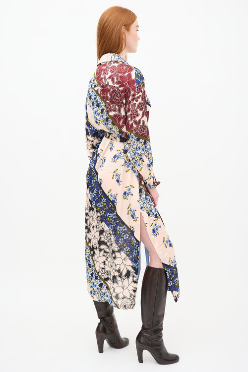 Smythe Pink & Multi Scarf Print Shirt Dress