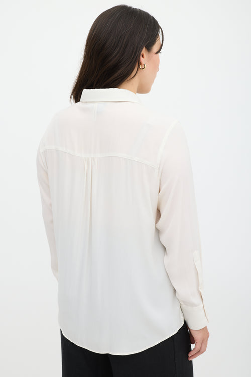 Smythe Cream Tie Neck Ruffled Shirt