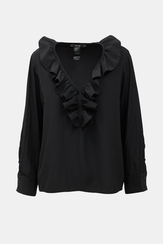 Smythe Deep V Ruffle Blouse