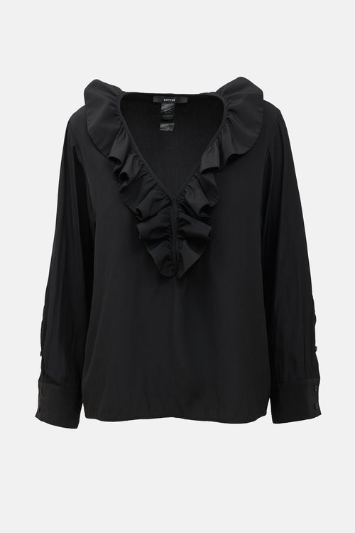 Smythe Deep V Ruffle Blouse