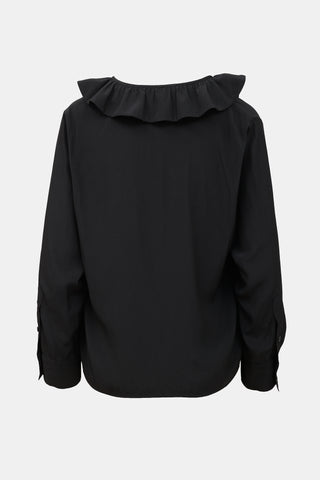 Smythe Deep V Ruffle Blouse