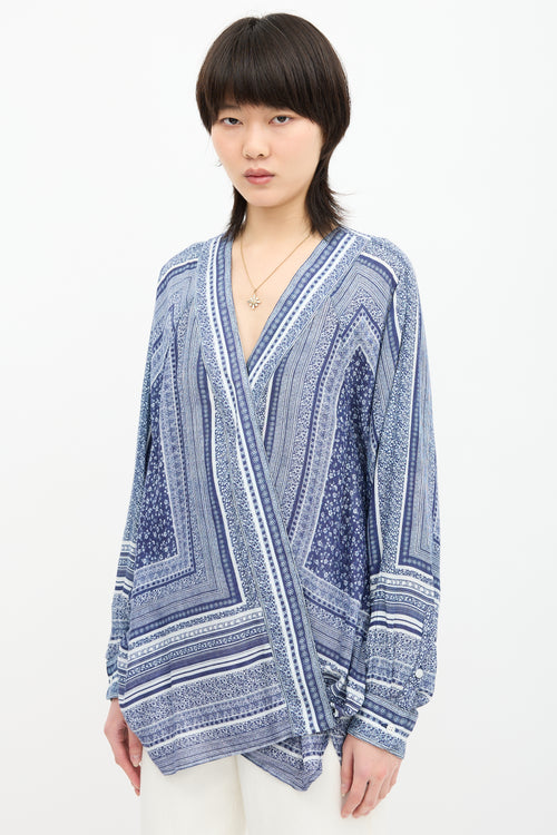 Smythe Printed Draped Blouse