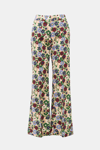 Smythe Floral Wide Leg Pintuck Trouser