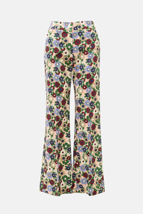 Smythe Floral Wide Leg Pintuck Trouser