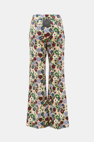 Smythe Floral Wide Leg Pintuck Trouser