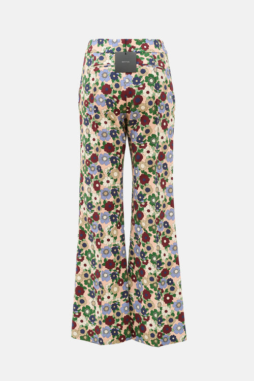 Smythe Floral Wide Leg Pintuck Trouser