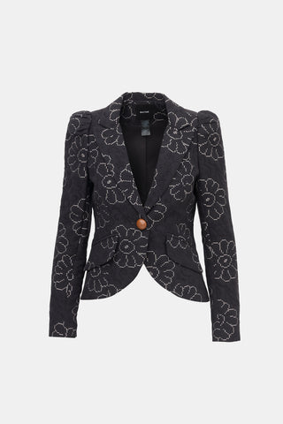 Smythe Floral Jacquard One Button Blazer