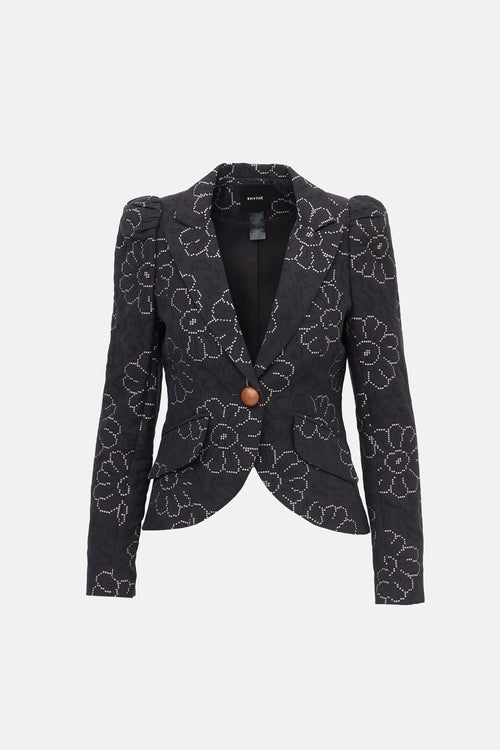 Smythe Floral Jacquard One Button Blazer