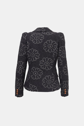 Smythe Floral Jacquard One Button Blazer