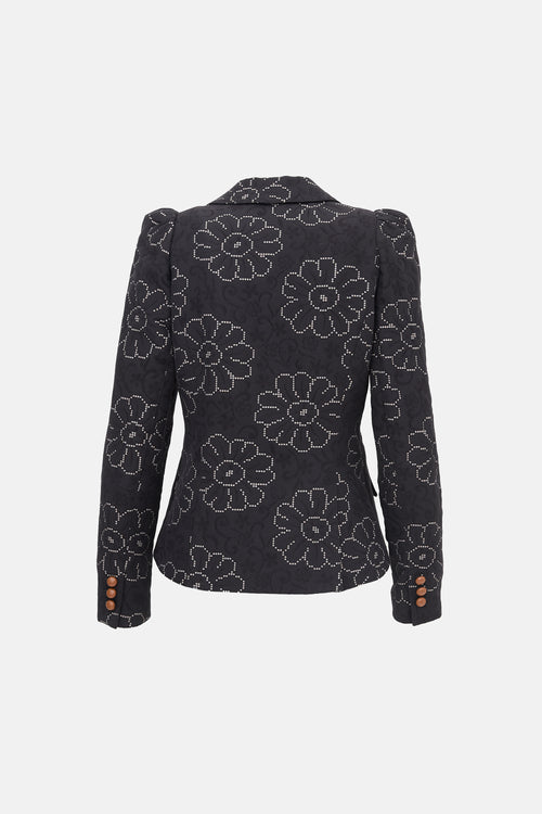 Smythe Floral Jacquard One Button Blazer