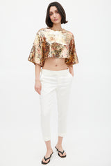 Smythe Gold Floral Sequin Cropped Top
