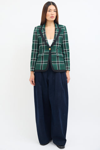 Smythe Green & Black Plaid Peak Lapel Blazer