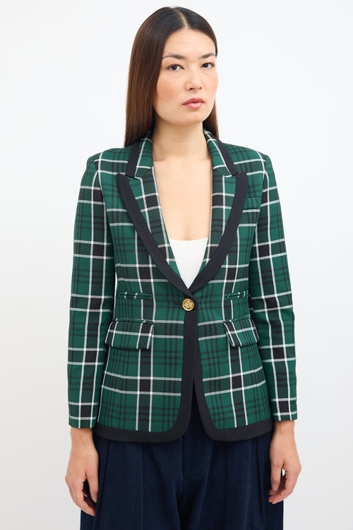 Smythe Green & Black Plaid Peak Lapel Blazer