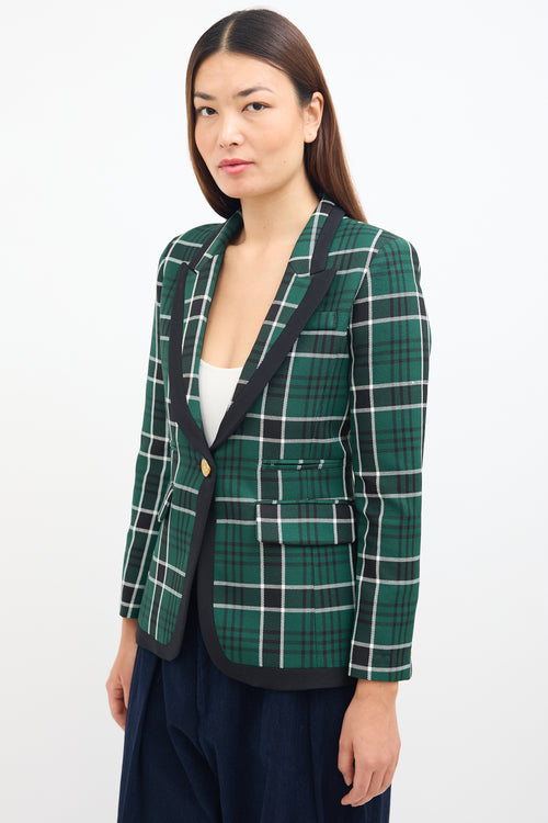 Smythe Green & Black Plaid Peak Lapel Blazer