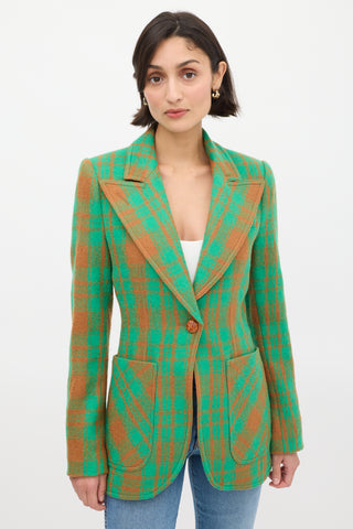 Smythe Green & Brown Wool Check Blazer