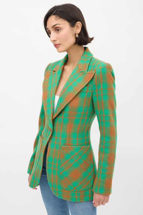 Smythe Green & Brown Wool Check Blazer