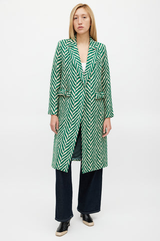 Smythe Green & Cream Wool Bow Coat